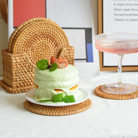 Ensemble de dessous-de-verre en rotin tressé à la main, tapis à tasses en osier, résistant à la chaleur, antidérapant, écologique, durable, personnalisable, style vintage asiatique zen bohème