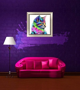 Kit de peinture au diamant en mosaïque de <span class=keywords><strong>strass</strong></span> 5D personnalisé, vente en gros, animal mignon, chat, peinture au diamant carrée - Product Image 3