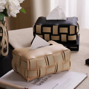 Cao cấp da Hộ gia đình hộp giấy sang trọng bàn ăn có thể truy cập với nghệ thuật tinh tế tay Hộp khăn cho phòng khách và xe hơi - Product Image 3