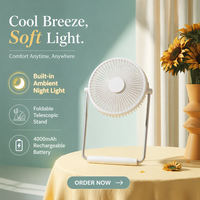 5v DC 40000 Mah Rechargeable Portable USB Ventilateurs D'alimentation Bureau Logo Personnalisé Bureau Été Cool USB Portable Ventilateur De Table avec Lampe