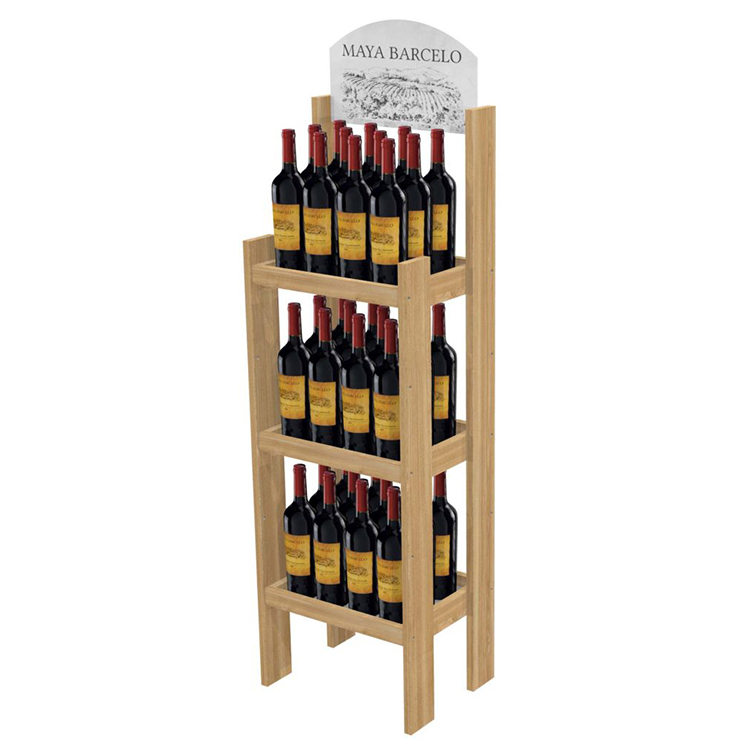 Customized Vintage Display Stand Pinewood Wine Display Rack for Liquor Store — view 2