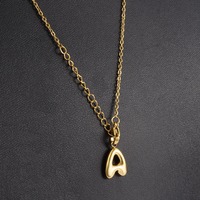 Gold 304 Stainless Steel Initial Pendant Bubble Letter Alphabet Puffy Loose Charms Components for Unisex Men Women Jewelry