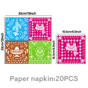 Platos y Servilletas para Fiesta <span class=keywords><strong>Mexicana</strong></span>, Artículos para Fiesta del Cinco de Mayo, Juego de Vajilla para Mesa, Decoración Colorida para Carnaval Mexicano, Cumpleaños - Product Image 6