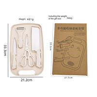 Couteau de cuisine multifonctionnel 5 en 1 en acier inoxydable, planche à découper portable et pliable pour l'extérieur, couteau à fruits, ensemble de couteaux de cuisine