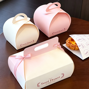 Boîte à emporter Gable Box avec poignée, boîte à pâtisserie portable, boîte cadeau en papier pour gâteaux, bonbons, desserts, pour mariage, anniversaire, fête, emballage de cadeaux - Product Image 3