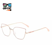 Monture de lunettes œil-de-chat classique pour femme, élégante, avec branches métalliques, pour verres correcteurs