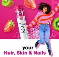 Tablet Effervescent Kecantikan Biotin Vitamin E Vitamin C dan Kolagen untuk Mendukung Kulit Rambut & Kuku Rasa Strawberry Kiwi