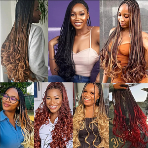 Mira - <span class=keywords><strong>Le</strong></span> più cercate: 3x Pacchetti di Treccine Box Braids Pre-Looped da 22 pollici <span class=keywords><strong>con</strong></span> Estremità Ricci, <span class=keywords><strong>Extension</strong></span> per Capelli Ombre Effetto Dea, Lavorazione a Uncinetto - Product Image 6