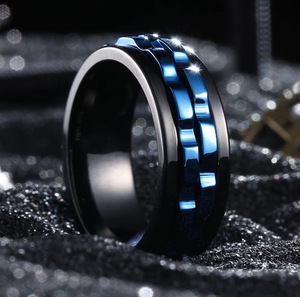 Giải Nén Cổ Điển Vòng Thép Không Gỉ Không Thấm Nước Chống Lo Lo lắng Vòng Bánh Chuyển Vòng Ngón Tay Cho Nam Giới - Product Image 3