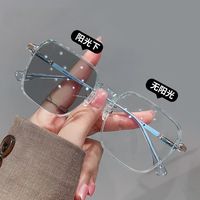 Lunettes de lecture anti-lumière bleue à changement de couleur, monture carrée, style mince et tendance, vente flash en direct