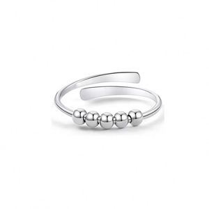 Nouvelle conception : Bagues tournantes à 5 perles pour femmes, ouvertes et ajustables, en Or, Argent, Or Rose, anti-stress et anti-anxiété, pour fille - Product Image 4