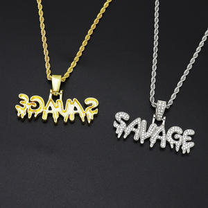 यूरोपीय और अमेरिकी व्यक्तित्व रैप डायमंड हिप हॉप प्रेमी पेंडेंट चमकदार चमकदार ट्रेंडी हार - Product Image 2