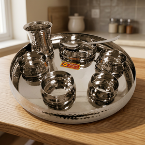 <b>Vintage</b> Stainless Steel Round Dinner Thali Set Leak-Proof Portable Eco-Friendly Dishwasher <b>Safe</b> Party Dinnerware - Product Image 3