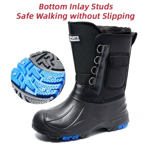 Giày mùa đông giữ ấm hai lớp, lót lông cừu tháo rời, chống thấm nước, đế chống trơn, đinh thép, dành cho nam - Product Image 2