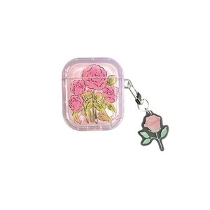 Funda para auriculares inalámbricos AirPods de 3.ª generación/Pro 2, estilo INS, con diseño de rosa rosa, anticaídas - Product Image 5