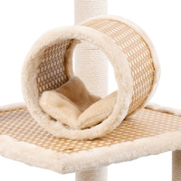 Arbre à chat d'été multi-niveaux avec tunnel, griffoir et lit pour chat, balle interactive pour chatons et chats