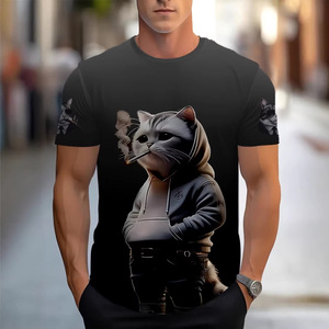 Men's 3D <b>Cat</b> Print <b>T</b>-Shirt Regular Fit Short Sleeve Digital Printed Jersey Fabric Adult Youth Casual Wear - Product Image 1