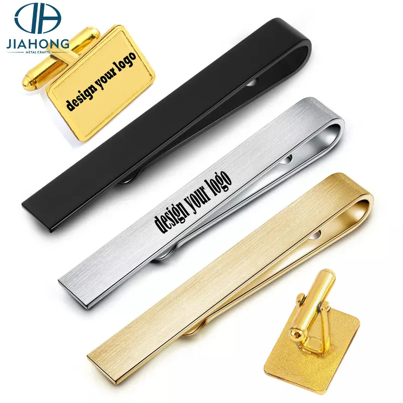 Men Gift Clasp Clamps Clip Tie Gold Silver Stainless Steel Cufflink Blanks Men Cuff Links Tie Clips for Suits and Ties