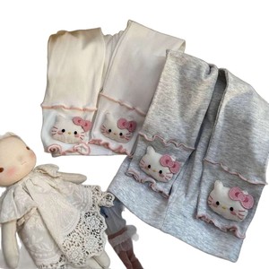 Tongxingyuan Girls Leggings Cotton Knitted Cartoon Gray Off White Autumn Spring Long Pants For Children - Product Image 5