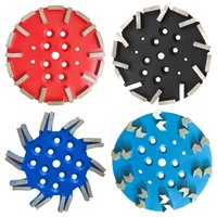 Disque de meulage de sol diamanté de 300 mm (12 pouces) à 9 segments, hauteur de 10 mm, trou central de 19 mm, grain grossier 60/80, pour métaux non ferreux