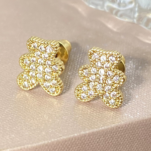 Wholesale Bulk In Stock <b>Cute</b> Design 18K Gold Plated Teddy <b>Bear</b> Stud Earrings for Women - Product Image 5