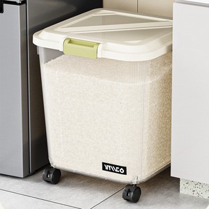 Grands bacs de stockage d'ingrédients, bacs de stockage d'aliments pour animaux de compagnie avec roues, pelle et couvercle hermétique pour aliments secs, farine - Product Image 3