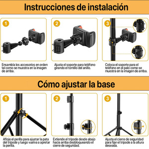 Luce LED da 26 cm, 10 pollici, con treppiede da 1,6 m; ideale per illuminazione in fotografia, trucco e registrazioni. - Product Image 3