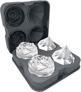 <span class=keywords><strong>4</strong></span> cavités 2.2 pouces 3D Silicone Ice Cube Trays Rose Ice Cube Mold pour Cocktails Juice Whisky <span class=keywords><strong>Bourbon</strong></span> - Product Image 4
