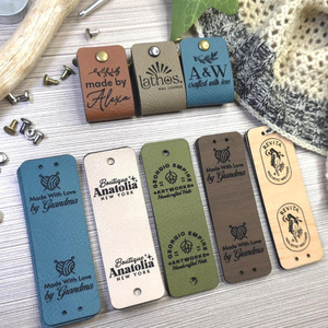 Suéteres y gorros transfronterizos de otoño e invierno, etiquetas de cuero personalizadas DIY, etiquetas de cuero PU con logo grabado a láser, a la moda - Product Image 2