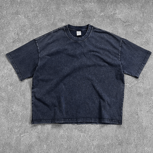 Camiseta Corta con Estampado Personalizado y Lavado Ácido, Estilo Vintage Hip Hop para Hombre, Corte Cuadrado 2026 - Product Image 3