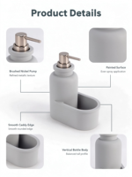 Distributeur de savon liquide en polyrésine, flacon pompe rechargeable, récipient pour savon à vaisselle ou savon pour les mains, pour évier de cuisine