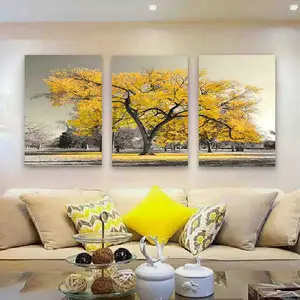Nature Yellow Tree Wall Art Fall Landscape Picture paintings and wall arts For Living Room Home Decor