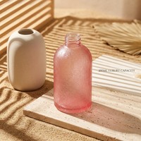 Flacon diffuseur de parfum de luxe en verre 200 ml, cylindrique, à base épaisse, avec col vissé - Contenant de parfum pour la maison, style boutique, givré et sérigraphié