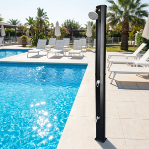 Station de <span class=keywords><strong>douche</strong></span> <span class=keywords><strong>solaire</strong></span> extérieure 35L avec mitigeur eau chaude/froide et robinet de lavage des pieds pour piscine, jardin, plage, complexe hôtelier - Product Image 1