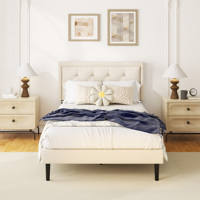 Lit simple durable rembourré en velours avec structure métallique renforcée et tête de lit rembourrée douce pour une décoration de chambre moderne
