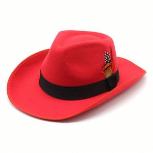 2023 New Arrival Cowboy <b>Hat</b> Decorated with Feather and Binding Ribbon Versatile <b>for</b> Casual Outdoor Party Travel - Product Image 5