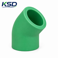 Codo de Polipropileno Termofusible (PPR) para Suministro de Agua, con Certificación ISO CE, PN20 PN25, 90 y 45 Grados, Diseño de Espesor de Pared