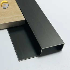 VV0355 profesyonel fabrika HL siyah titanyum U şekli zemin sınır Trim paslanmaz çelik seramik köşe parçaları