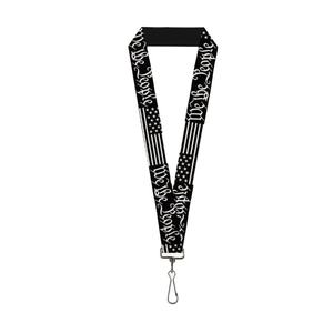 安いカスタムアメリカ国旗私たち人々ブラックホワイトIDカードホルダーストラップ - Product Image 1