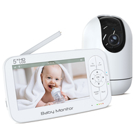 PIX-LINK Moniteur bébé sans fil WiFi avec écran HD 5 pouces, détection de pleurs, audio et vidéo, surveillance à domicile, caméra PTZ 720P, batterie 5000mAh