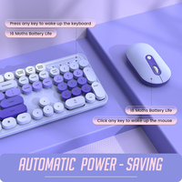 Teclado de máquina de escribir colorido OEM ODM con teclas redondas retro, teclado y ratón inalámbricos de 2.4G para PC, computadora portátil.