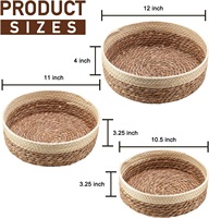 Panier rond en rotin pour organiser pour les fruits et le pain servant un cadeau décoratif Plateau de panier de comptoir pour garde-manger et salle de bain