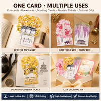 Tarjeta postal en blanco cortada con láser al por mayor, tamaño y diseño personalizados, tarjeta de arte de cultura urbana para tiendas de souvenirs turísticos, suministro de fábrica