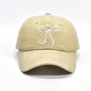 Nueva moda Lasy 6 paneles sombrero lavado algodón papá gorra Bowknot bordado gorra de béisbol para mujer - Product Image 5
