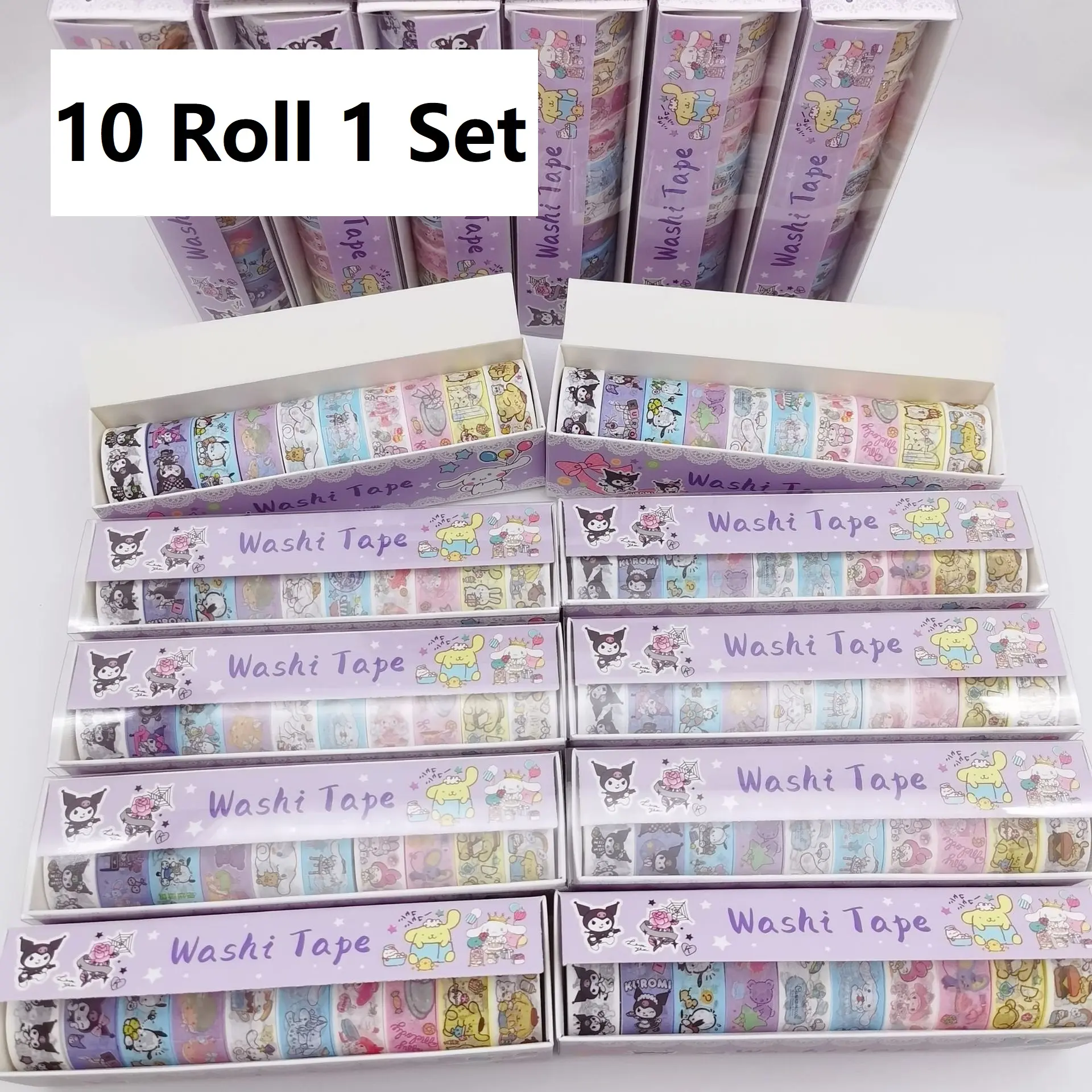 10 rouleaux/ensemble Anime Washi ruban dessin animé autocollant étudiant masquage ruban décoratif cadeaux