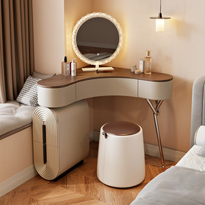 Modern Wood <strong>Corner</strong> <strong>Dressing</strong> <strong>Table</strong> LED Lighted Mirror Large Capacity Storage Cabinet Adjustable Design Wall Mount Bedroom - Product Image 6