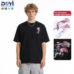 T-shirt à manches courtes pour <span class=keywords><strong>homme</strong></span> en coton 100% surdimensionné de qualité supérieure avec broderie d'animaux personnalisée DUYI - Product Image 2