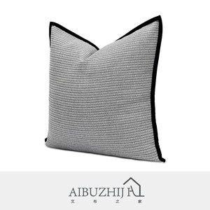 Copertura AIBUZHIJIA per cuscino 60X60 Cm 24x24 pollici grigio fodera cuscino bordo nero - Product Image 4