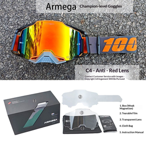 แว่นตาขี่มอเตอร์ไซค์วิบากแบบเต็มกรอบ ARMAGE TPU พร้อมเลนส์ PC สำหรับกีฬากลางแจ้ง แข่งรถ และขี่มอเตอร์ไซค์ พร้อมกล่องแสดงสีดำ - Product Image 2