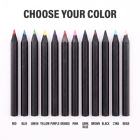 Ensemble de 12 crayons de couleur en bois noir avec taille-crayon, crayons de couleur, emballage en tube en papier avec logo personnalisé pour le dessin artistique, cadeau